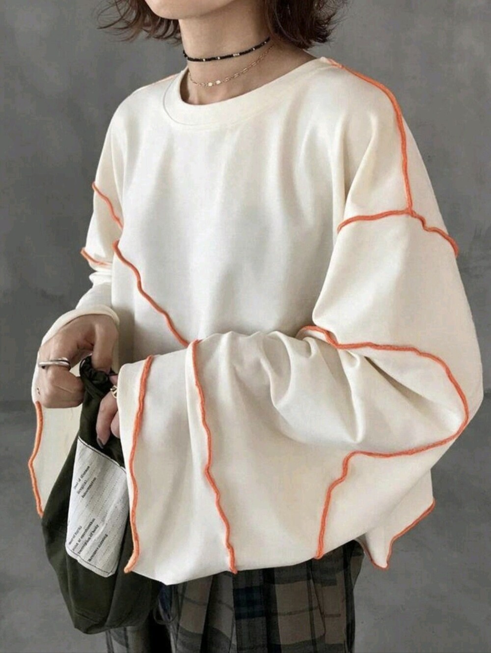 Women's Loose Cropped Sweatshirt With Frill Trim